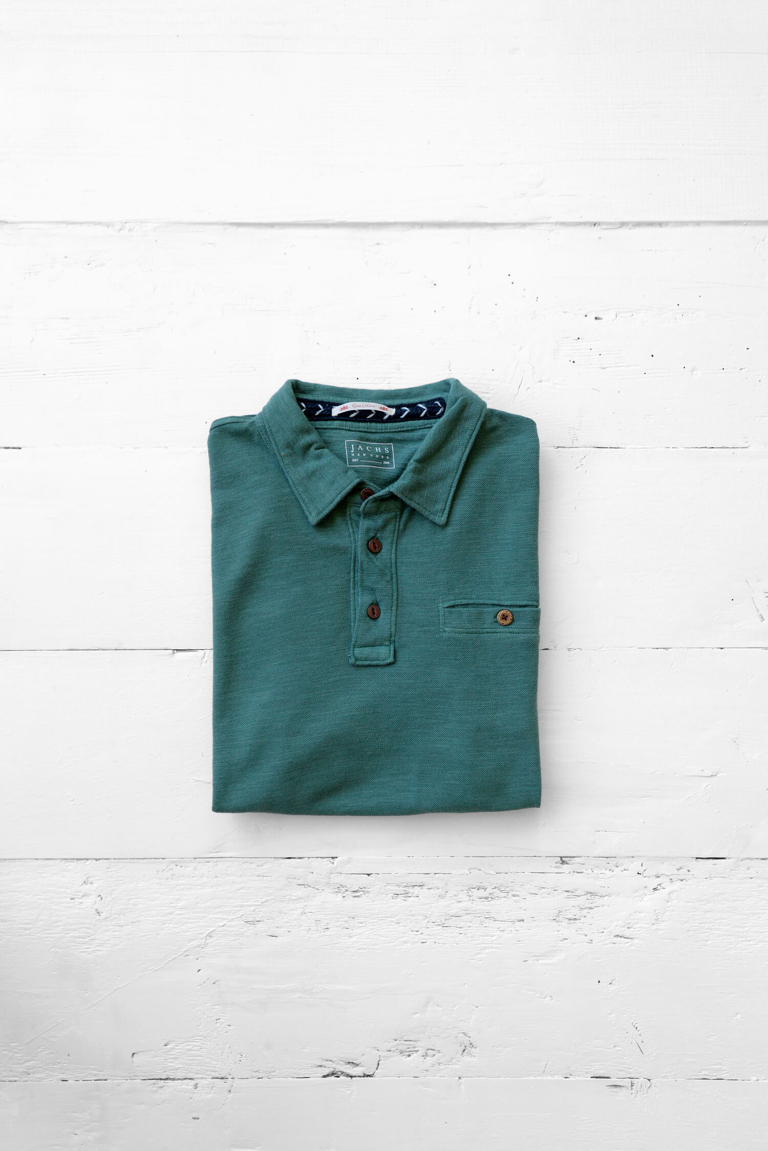 JachsNY Green Washed Pique Polo
